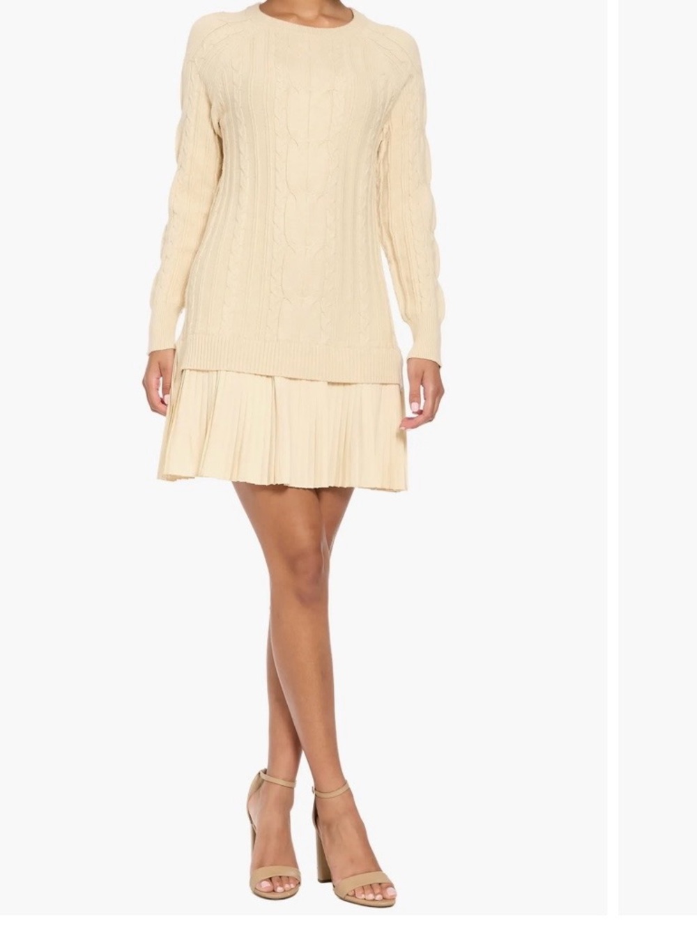 NWT London Times Cream Cable-Knit Sweater Mini Dress